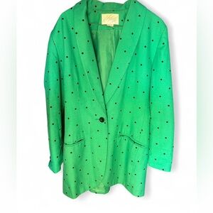 Vintage Lord & Taylor Green Polka Dot Blazer Size 10